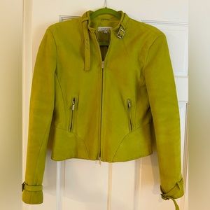 EMANUEL Ungaro - woman’s Lime/yellow LEATHER BIKER JACKET 8US